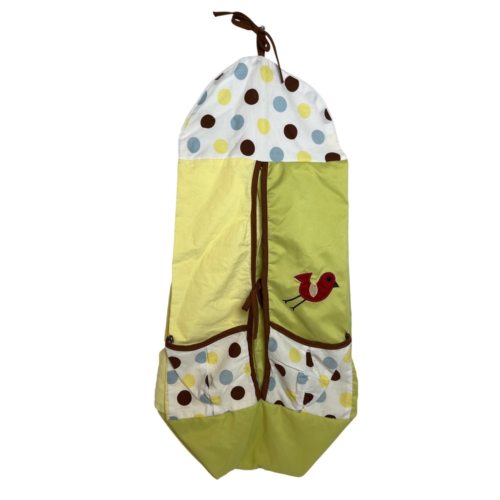 Vintage Hanging‎ Diaper Stacker Organizer Polka Dot Retro Lime Green Nursery Bag